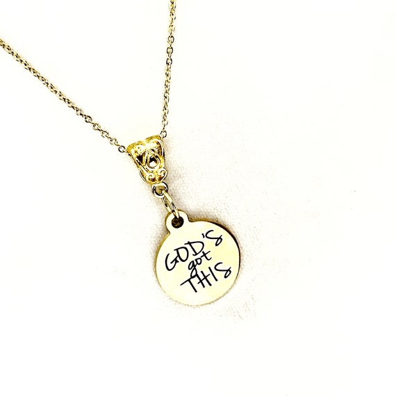 God’s Got This Goldtone Necklace, Faith Gift For Her, Wife Gift, Daughter, Tough Times Gift, Sickness Gift, Encouraging Her, Faith Quote