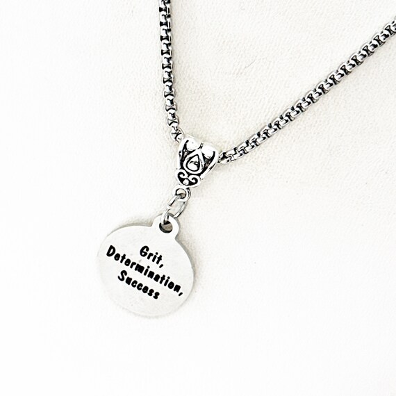 Grit Determination Success Pendant Necklace, Graduation Gift, Daughter Gift, Going To College, Gift For Her, Encouraging Her, Motivational