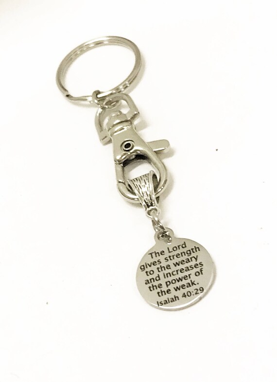 Scripture Gifts, The Lord Gives Strength And Power, Bible Verse Gifts, Isaiah 40 29 Gifts, Scripture Keychain, Baptism Gifts, Christian Gift