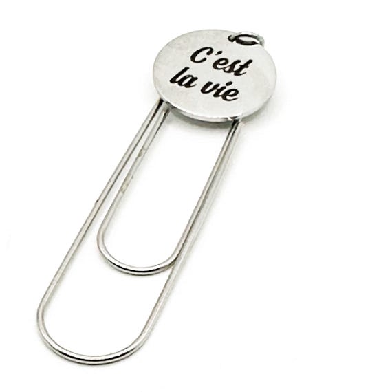 C'est La Vie Stainless Steel Paperclip Bookmark French Quote Bookmark Inspirational Book Lover Gift