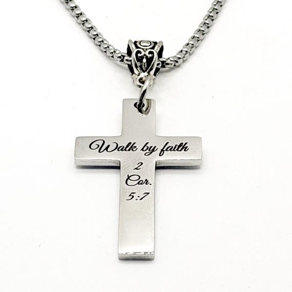 Walk By Faith 2 Cor 5 7 Cross Necklace