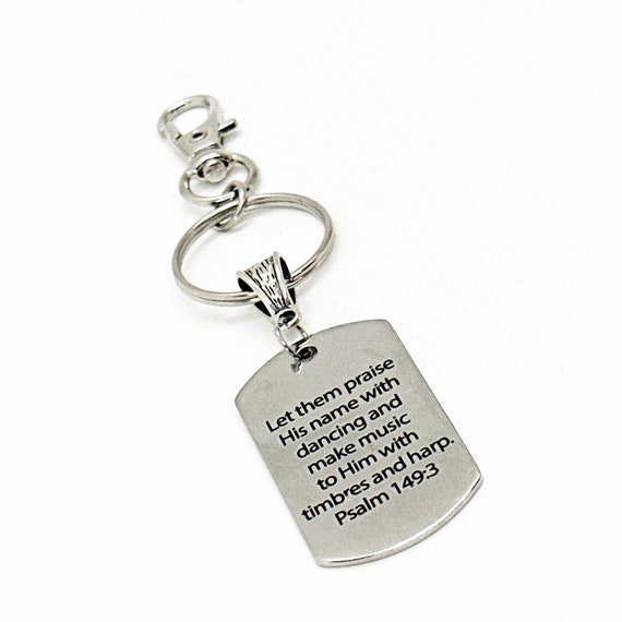 Let Them Praise Him With Dancing Charm Keychain, Make Music To Him With Timbres And Harps, Psalm 149 3, Scripture Gift, Christian Dancer