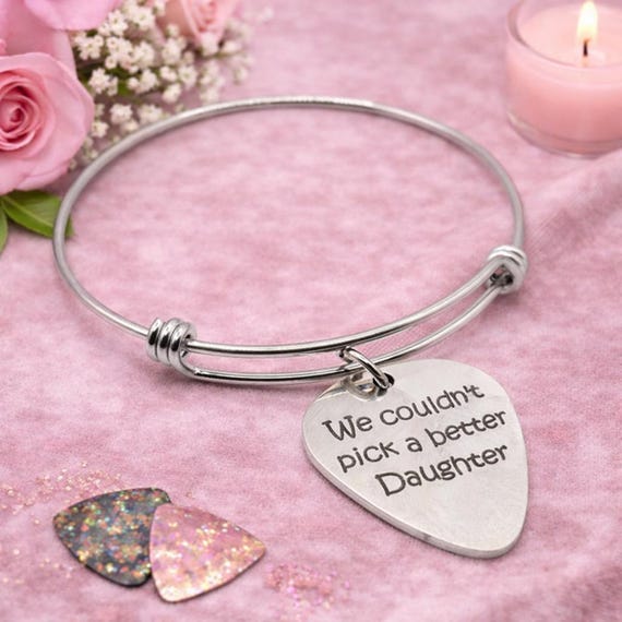 We Couldn’t Pick A Better Daughter Bracelet Stainless Steel Guitar Pick Charm Gift From Parents