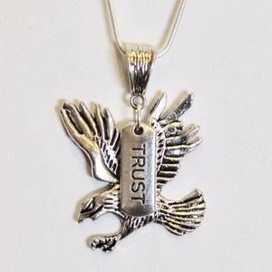 Trust In The Lord and Soar on Wings Like Eagles Pendant on Silver Chain; Isaiah 40:31 Bible Verse Jewelry, Gift For Her