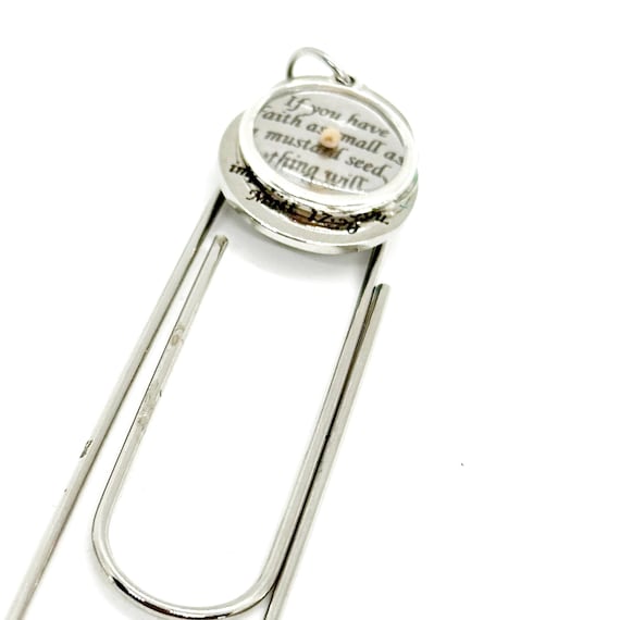 Mustard Seed Scripture Paperclip Bible Bookmark, Believer Gifts, Christian Faith, Belief, Matthew 17 20, Moving Mountains, Bible Bookmark