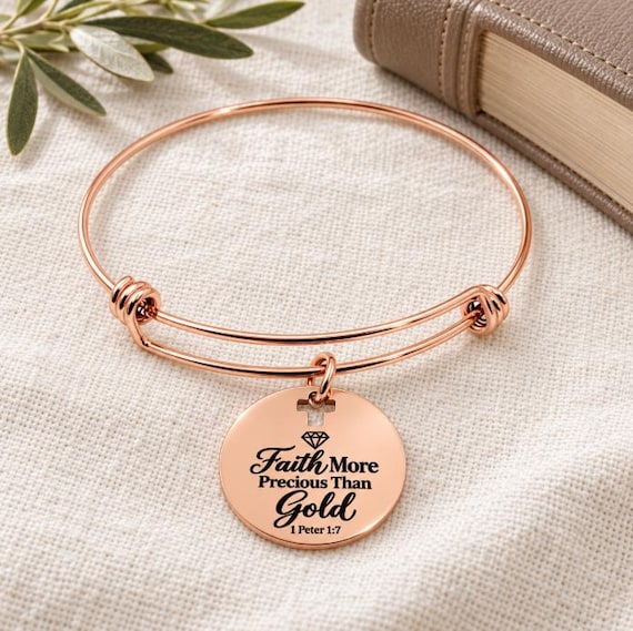Precious Faith Rose Goldtone Charm Bracelet