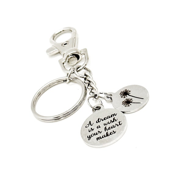 A Dream Is A Wish Your Heart Makes Dandelion Charm Clip On Keychain, Make Wishes, Dream Big, Gift For Her, Daughter, Graduation