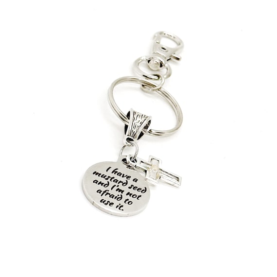 I Have A Mustard Seed Cross Keychain, Faith Gift, Matthew 17 20, Christian Gifts, Baptism Gift, Sunday School Gifts, Bible Study Gifts