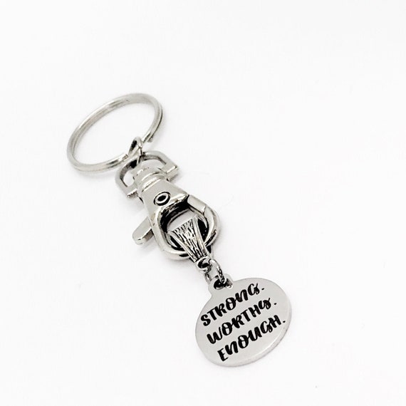 Encouragement Gift, Strong Worthy Enough Keychain, Encouraging Words, Motivating Words, Motivating Gift, Motivating Her, Gift For Daughter