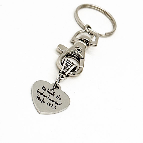 Sympathy Gift, He Heals The Broken Hearted Clip On Charm, Psalm 147 3, Scripture Gifts, Bible Verse Gifts, Loss Of Loved One, Memorial Gift
