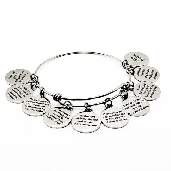 23rd Psalm Stainless Steel 10 Charm Bracelet