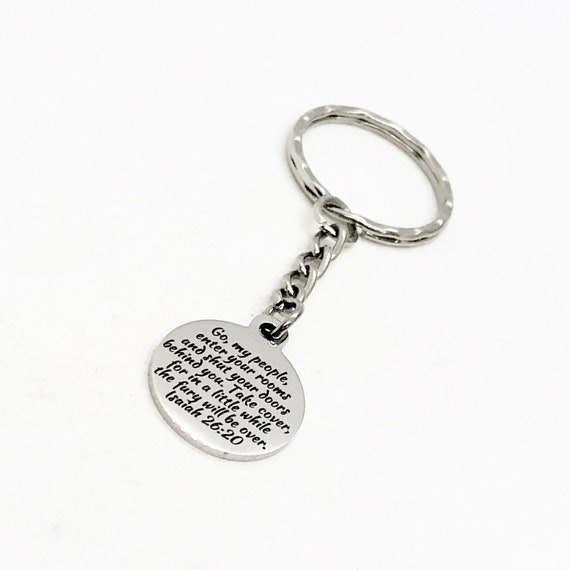 Scripture Gift, Go My People Into Your Rooms, Take Cover For A Little While, Isaiah 26 20 Keychain, Scripture Quote, Scripture Keychain