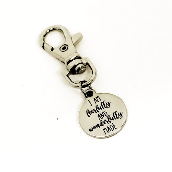 Bag Charm, I Am Fearfully And Wonderfully Made Clip, Christian Gift, Psalm 139 14 Keychain Clip, Scripture Keychain Charm, Purse Charm