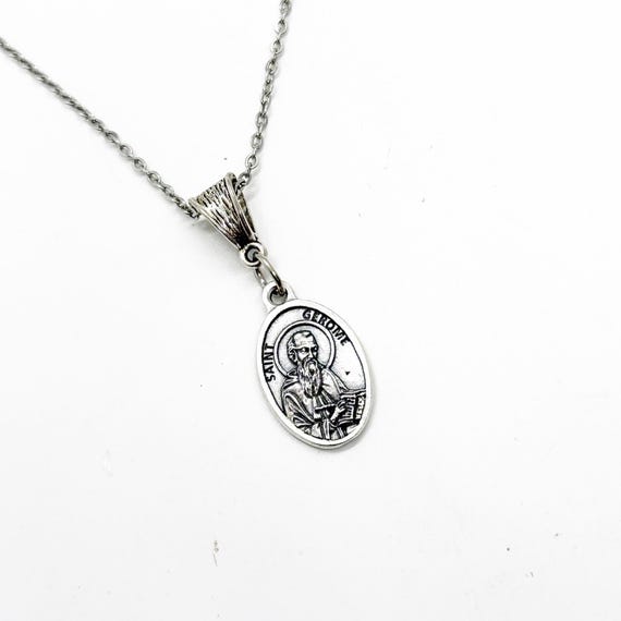 Patron Saint Gifts, Saint Gerome Charm Necklace, Patron Saint Of Bible Scholars, Catholic Saints, Librarians, School Children, Students