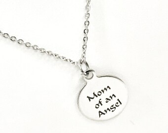 Regalos para la pérdida de un hijo, collar "Mamá de un ángel", memorial de la pérdida de un hijo, collar conmemorativo de la pérdida de un hijo, regalos conmemorativos por un aborto espontáneo, regalo para recordar a mi hijo
