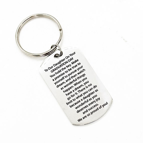 Daughter Graduation Charm Keychain, New Car Gift, Going To College, Gift For Her, From Mom And Dad, Dream Big Dreams, We Are Proud Of You