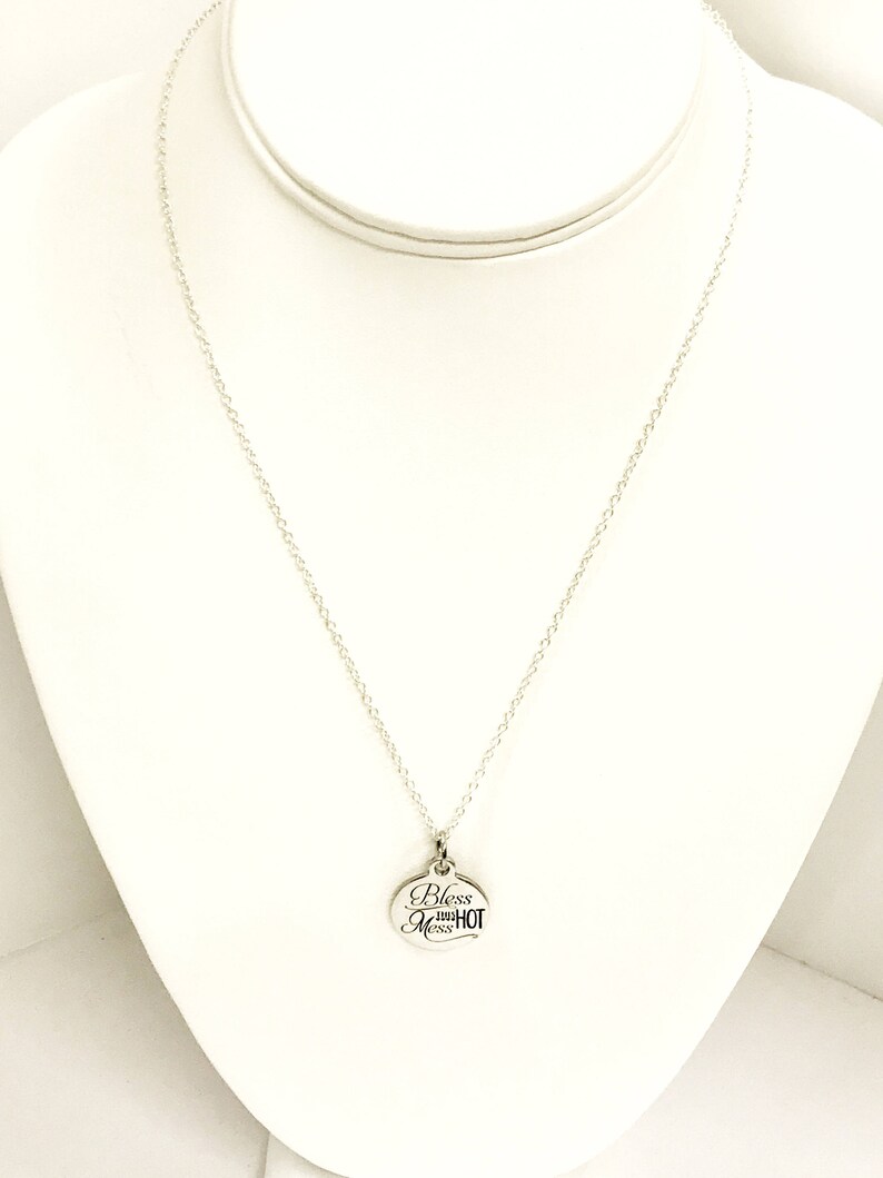 Bless This Hot Mess Necklace Girlfriend Gift Hot Mess Gift Mama Jewelry Motivational Jewelry Encouragment Jewelry Encouraging Friends