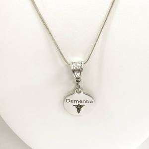 Dementia Necklace, Dementia Medical Condition Necklace, Dementia Awareness Engraved Pendant Necklace, Medical ID Jewelry, Dementia Jewelry image 2