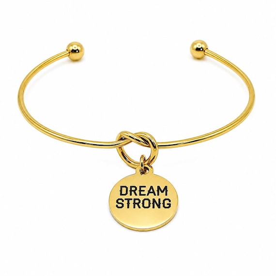 Dream Strong Charm Goldtone Cuff Bracelet