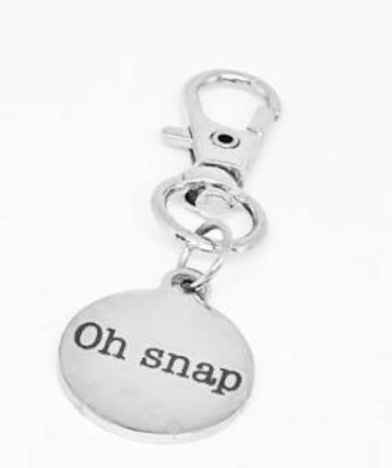 Oh Snap Funny Clip On Charm Stainless Steel Engraved Keychain Accessory Humor Gift For Friends