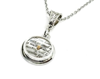 Mustard Seed Faith Necklace Matthew 17 20 Stainless Steel Engraved Charm Christian Scripture Jewelry Gift For Her