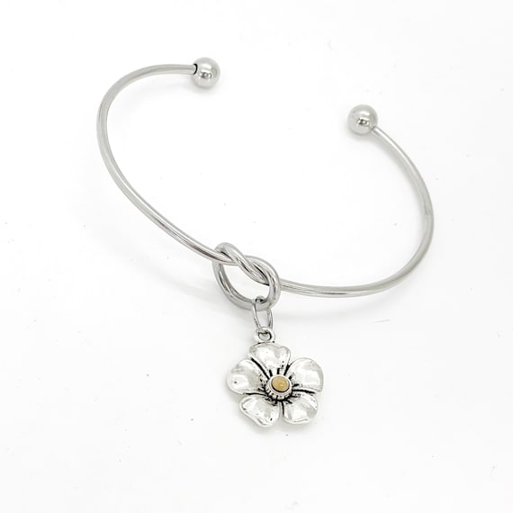 Mustard Seed Jewelry, Flower Charm Mustard Seed Knot Bracelet, Mustard Seed Gift, Christian Jewelry, Mustard Seed Faith Jewelry Gift For Her