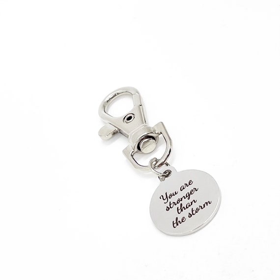 Motivating Gift, You Are Stronger Than The Storm Keychain Charm, Daughter Gift, Granddaughter Gift, Gift For Her, Keychain Clip On Charm