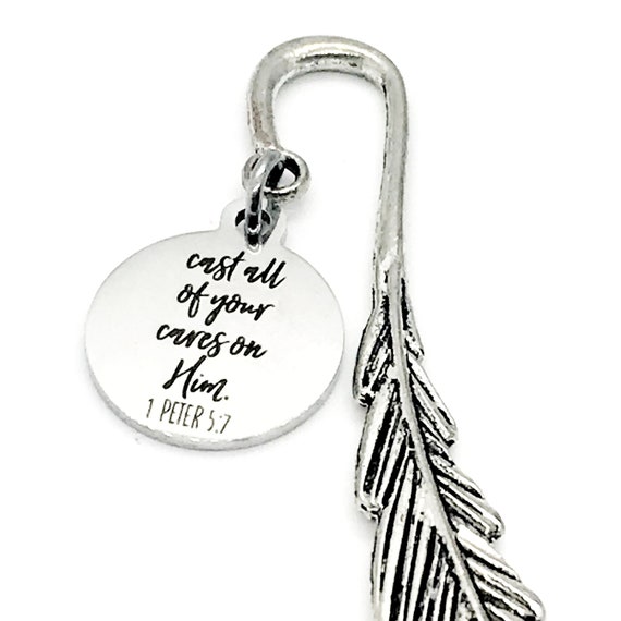 Bookmark Gift, Cast All Of Your Cares On Him Bookmark, Christian Bible Gift, Bible Journaling Gift, Motivating Gift, 1 Peter 5 7 Scripture