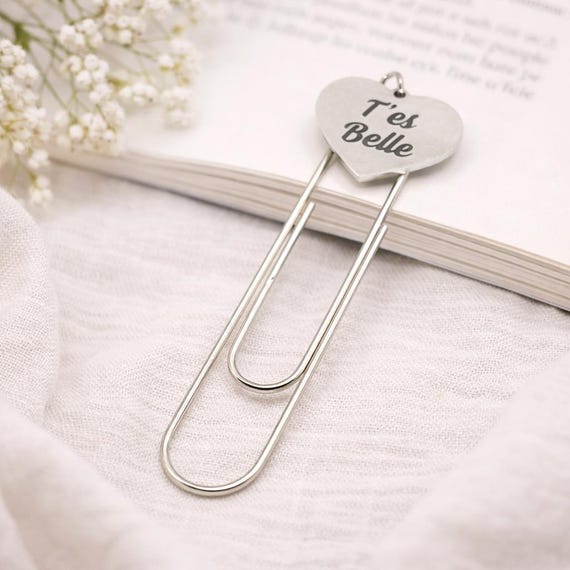 T'es Belle Bookmark Stainless Steel Paperclip Heart Engraved Faith Gift For Her Christian Encouragement Bookmark Gift