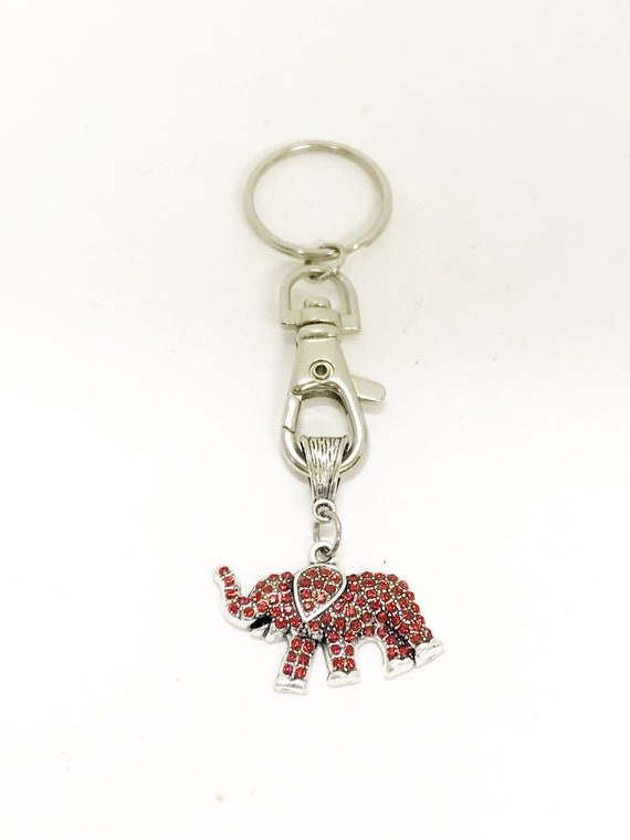 Red Elephant Keychain, Red Elephant Gift, Keychain Clip, Keychain Gift, Crystal Red Elephant, Good Luck Gift For Her, Wife Gift, Remember Me