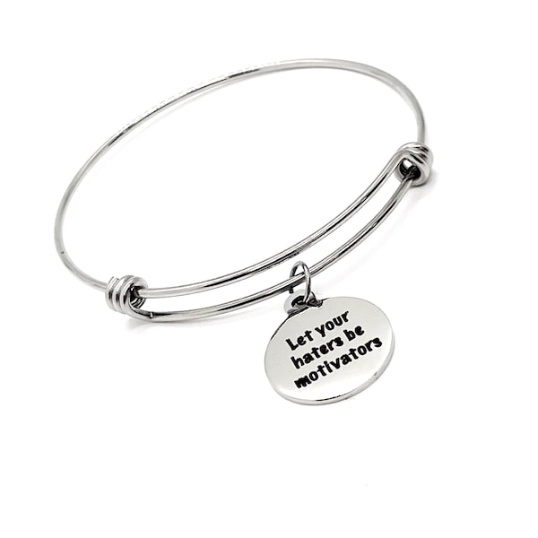 Affirmation Jewelry, Let Your Haters Be Motivators Bracelet, Encouraging Her, Daughter Gift, Motivation Gift, Motivating Her, Uplifting Gift