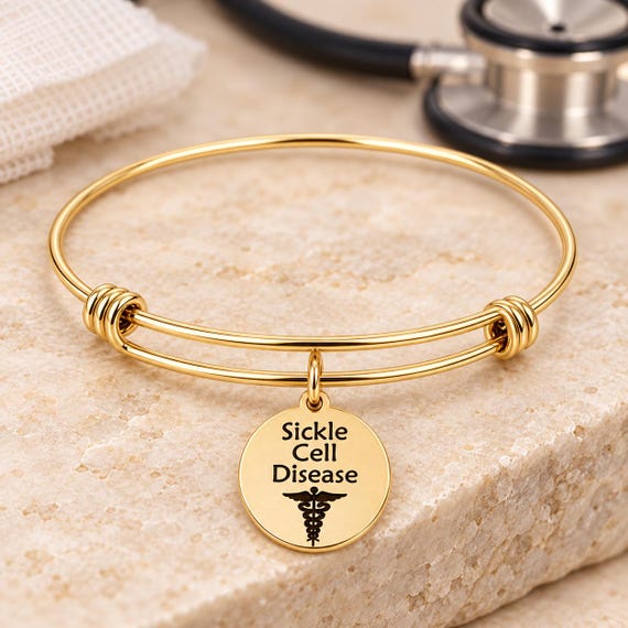 Sickle Cell Disease Goldtone Charm Bracelet