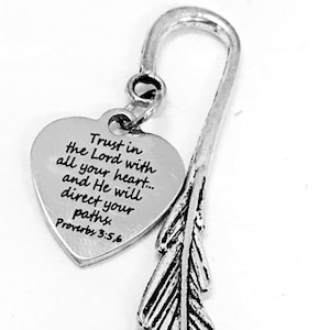 Bible Bookmark, Trust In The Lord Bookmark, Bible Verse Gifts, Proverbs 3 5, Christian Bookmark, Bible Charm, Planner Charm, Bookmark Gifts