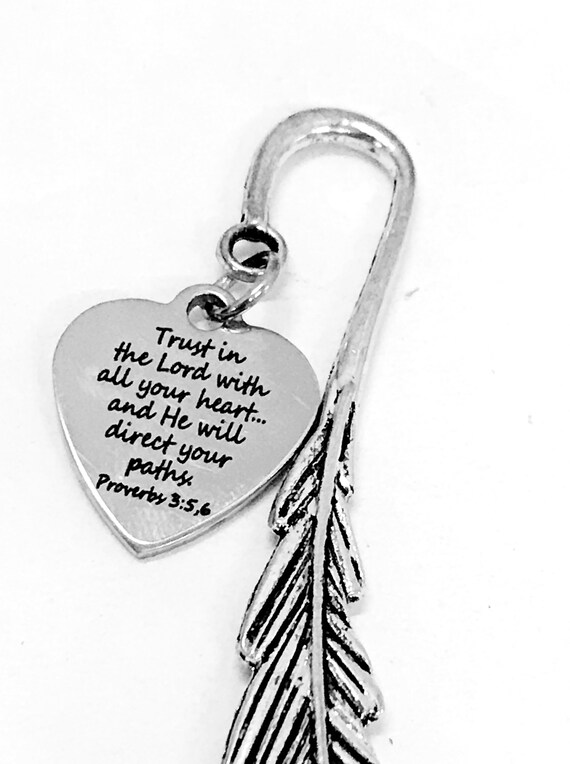 Bible Bookmark, Trust In The Lord Bookmark, Bible Verse Gifts, Proverbs 3 5, Christian Bookmark, Bible Charm, Planner Charm, Bookmark Gifts