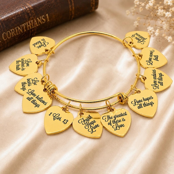 1 Corinthians 13 Love Goldtone Charm Bangle