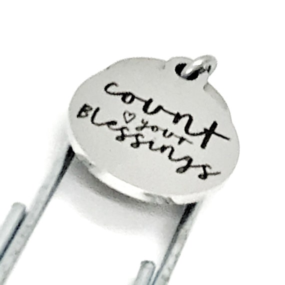 Bookmark Gift, Count Your Blessings Bookmark, Charm Bookmark, Paperclip Bookmark, Planner Bookmark, Encouragement Gift