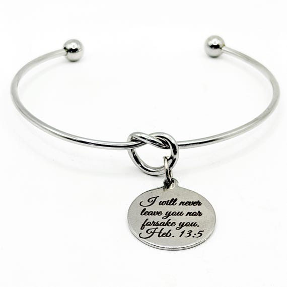 God Never Leaves Us Cuff Charm Bracelet