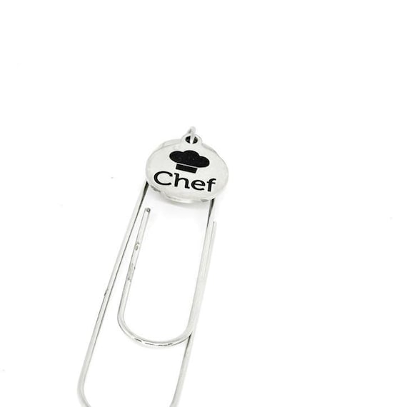 Chef Stainless Steel Paperclip Bookmark With Engraved Charm Unique Gift For Chefs Culinary Bookmark For Cookbooks Kitchen Lover