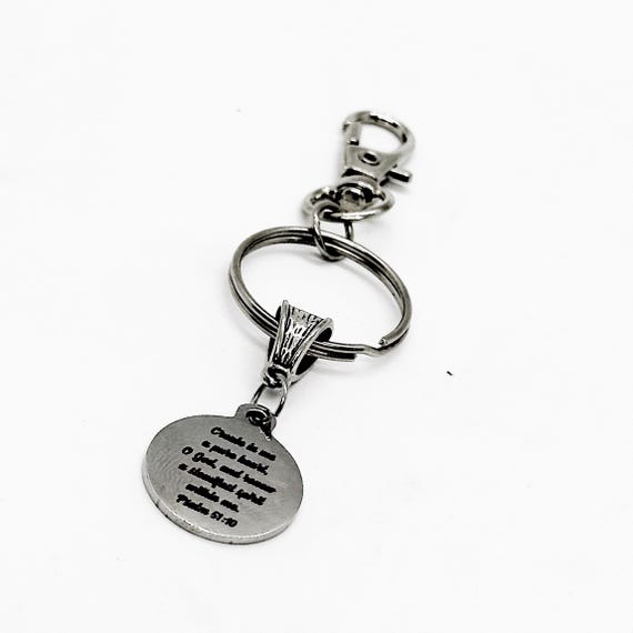 Renew A Steadfast Spirit Within Me Keychain, Psalm 51 10, Clip On Keychain, Gift For Her, Wife Gift, Daughter Gift, Faith, Scripture