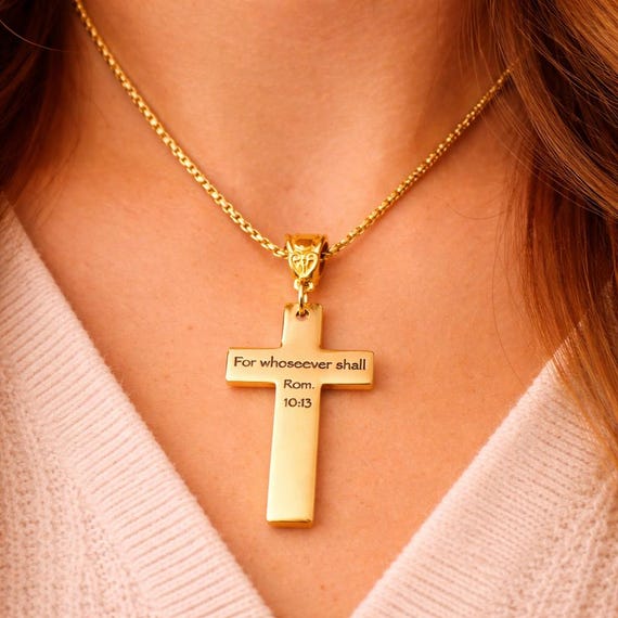 For Whosoever Shall Gold-Plated Cross Necklace