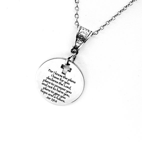 For I Know The Plans I Have For You Pendant Necklace, Jeremiah 29 11 Scripture Jewelry, Christian Gift, Bible Verse, God’s Plans For You