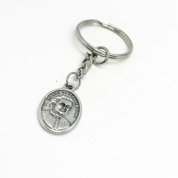 Saint Gianna Berretta Molla Charm Key Chain, Patron Saint of Expectant Mothers and Unborn Children, Catholic Saint Gifts, Faith Gifts