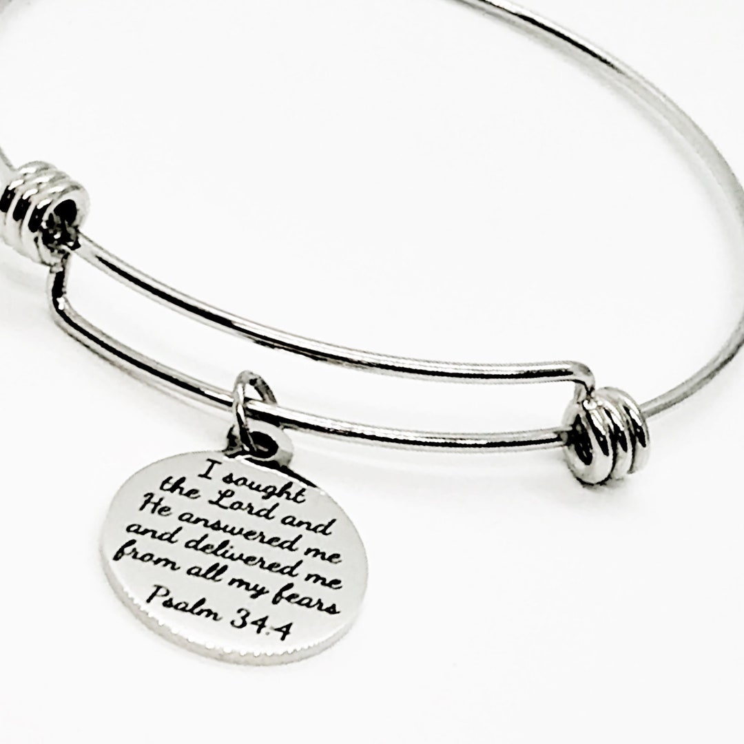 Christian Charm Bracelet, I Sought the Lord, Psalm 34 4 Charm, Bracelet