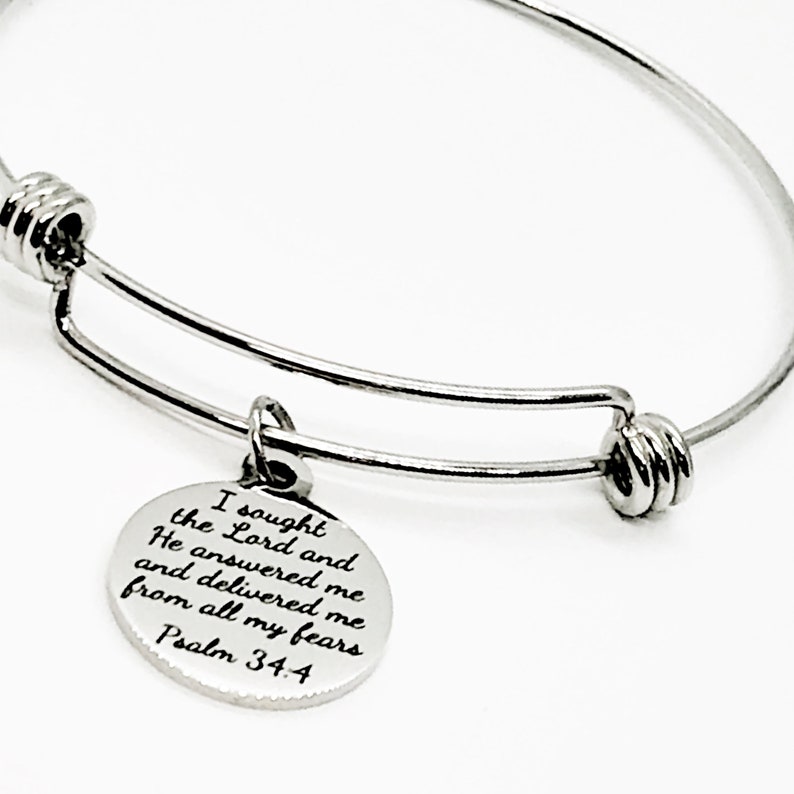 Christian Charm Bracelet I Sought the Lord Psalm 34 4 Charm Etsy