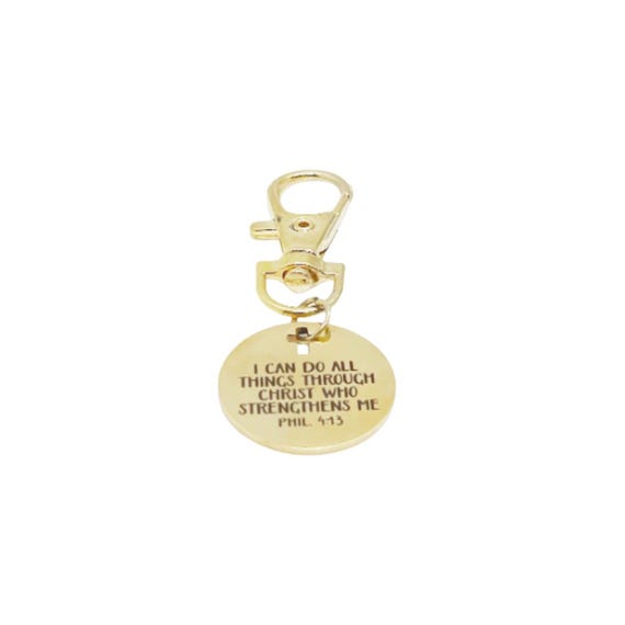 I Can Do All Things Through Christ Clip On Charm Engraved Stainless Steel Scripture Keychain Purse Or Backpack Accessory Gift