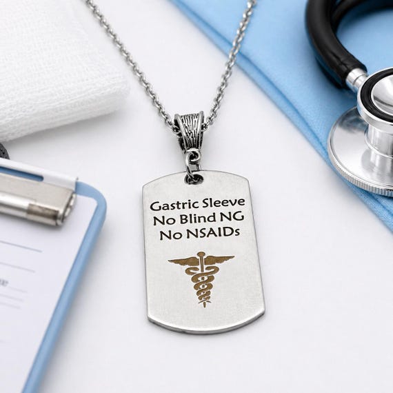 Gastric Sleeve Medical Alert Dog Tag Necklace