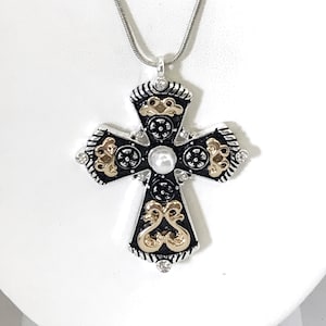 Cross Necklace, Cross Pendant, Ornate Cross, Southwestern Style Pendant, Southwestern Necklace, Christian Statement Necklace, Gift For Her