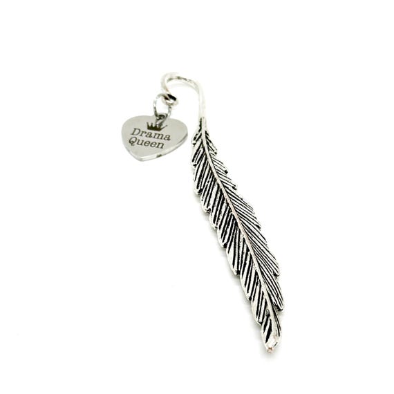 Drama Queen Charm Feather Stem Bookmark, Daughter Gift, Friend Gift, Funny Gifts, Fun Quotes, Gift For Her, Wife Gift, Granddaughter, Reader