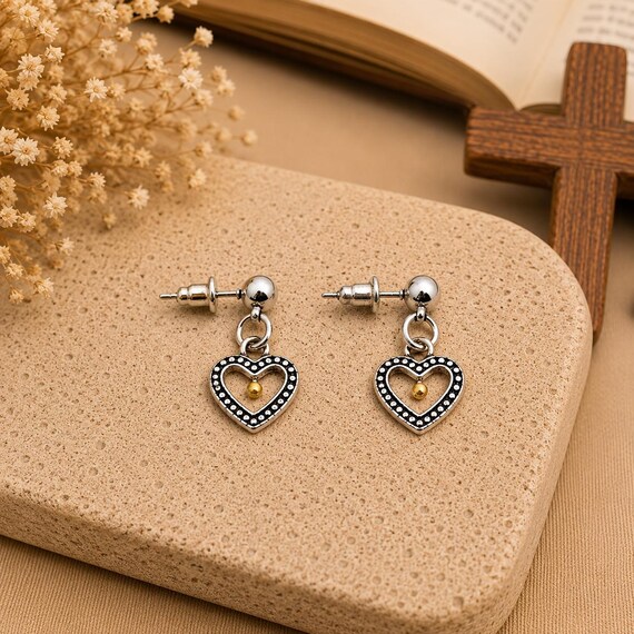 Mustard Seed Small Heart Faith Earrings