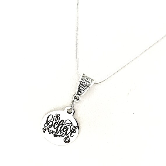 Christmas Jewelry, Believe Necklace, Christmas Necklace, Affirmation Jewelry, Affirmation Words, Christmas Gifts, Believe Jewelry